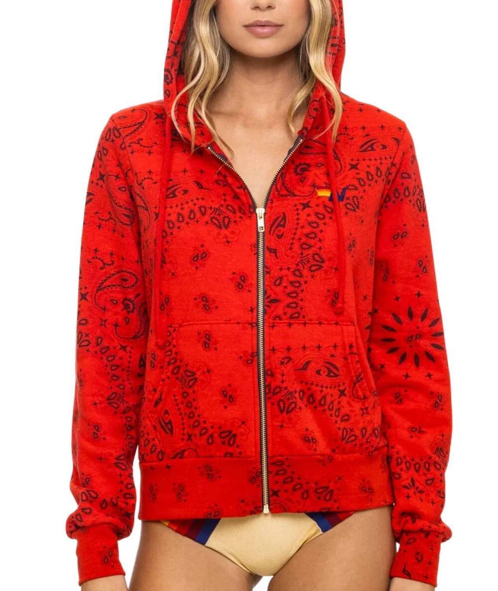 NEW AVIATOR NATION bandana zip hoodie in flash red